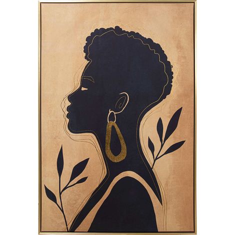 Tableau Portrait Siluetac élégant en bois doré - Bois doré avec silhouette noire (1/4)