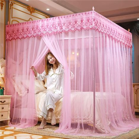 Moustiquaire en polyester, style princesse pour la maison, adaptée aux lits doubles et simples, avec outils de montage, dimensions : 2 x 2,2 mètres (1/5)