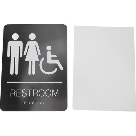 Panneau de salle de bain autocollant élégant en acier inoxydable avec texte en relief et braille pour personnes handicapées (1/4)