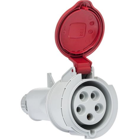 Prise femelle tétrapolaire 32A 3P+N+T 380V – Étanche IP44 pour milieux humides – Raccordement par borne à vis – 5 broches
