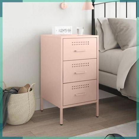 843080 Table de chevet rose 36x39x68 cm acier (1/5)