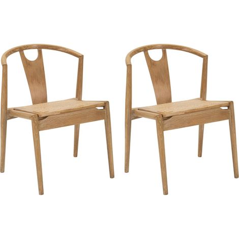 Set 2 Sedie Japan 56x76x53 cm in Legno e Rattan Marrone (1/5)