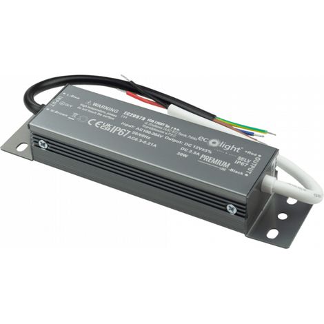 Alimentation LED hermétique 30 W 12 V IP67 haut de gamme Eco Light EC20979 (1/2)