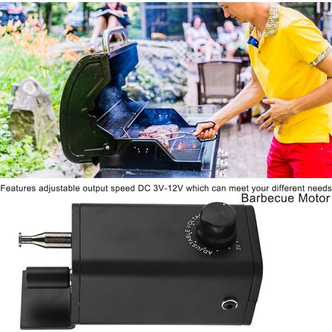 Rôtissoire BBQ Moteur Rotatif 3-12V DC Réglable, Accessoire Barbecue avec Fiche UE 220V, Tournebroche pour Gril (1/5)