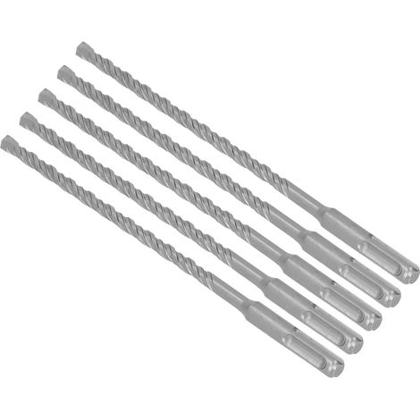 Lot de 5 forets à percussion à pointe carbure, 2 goujures, pour brique et béton, 210 mm, 7 mm / 0,28 po (1/5)