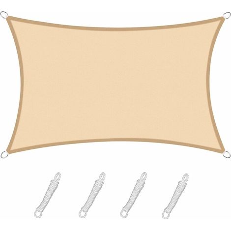 Vela Ombreggiante Rettangolare Quadrata 2x3 m Colore Sabbia, Tela Impermeabile 95% Protezione UV, per Esterni, Giardino e Terrazza, Piscina (1/5)
