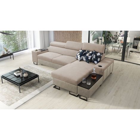 Luxuriöses, komfortables, modernes Ecksofa MELODY I MINI  Tauro/Freya Beige/Dunkelbeige Rechts (1/5)