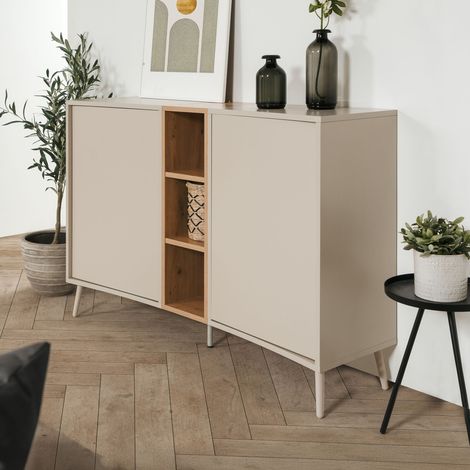Buffet 2 portes 3 niches sable/effet bois Sinop (1/5)
