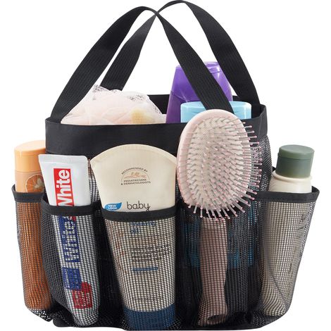 Organizer per doccia in rete (1 pezzo), borsa da doccia portatile e indipendente per residenze studentesche, bagni, palestre, viaggi, organizer da appendere ad asciugatura rapida con 7 scomparti per a