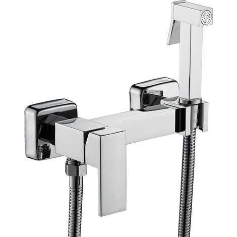 WC-Bidet-Dusche, Wandbrause-Set, Warm- und Kaltwasser-Bidet-Dusche-Set aus Kupfer, silberfarben (1/5)