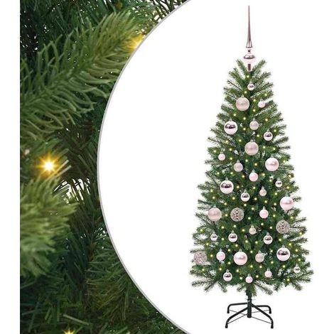 Sapin de Noël artificiel avec 150 lumières LED, vert, 120 cm, en PE et PVC. (1/5)