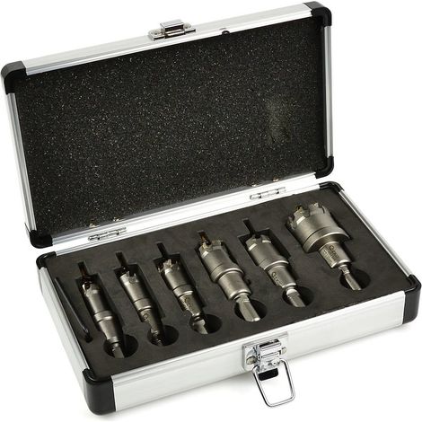 Set di seghe a tazza in carburo per metallo con punte da trapano in titanio, 6 pezzi, 16-35 mm (16) (1/4)