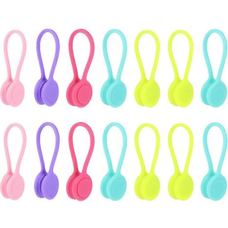 14 attaches magnétiques en forme de casque audio pour ranger et organiser les câbles (couleurs assorties)-M (1/3)