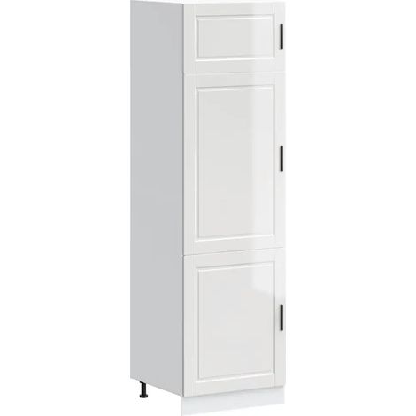Mobile da cucina Porto con ampia capacità di contenimento 60 x 57 x 207 cm piedini regolabili design moderno in legno composito bianco lucido 020050414