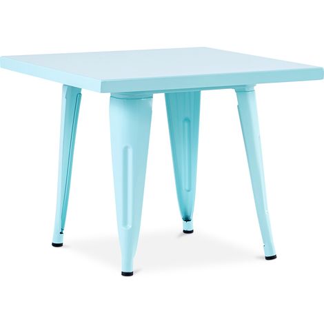 Quadratischer Kindertisch - Industriell - Metall - 60cm - Stylix Aquamarin