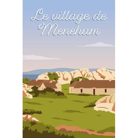 Tableau sur toile illustration village de Meneham 30x45 cm - Impression sur Toile Murale Décorative - Image imprimée en HD sur Toile - Toile sur Châssis en Bois FSC - Fabriqué en France (1/5)
