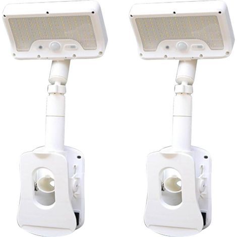 Solar-Außenleuchte mit Ständer und Bewegungsmelder – ideal für die Terrasse, 2er-Set, weiß (1/5)