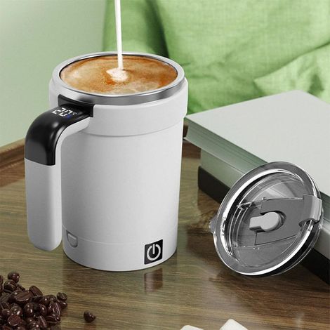 Tazza da caffè automescolante con agitatore magnetico e indicatore di temperatura, 380 ml, adatta per cioccolata calda e bevande a base di latte. (1/5)