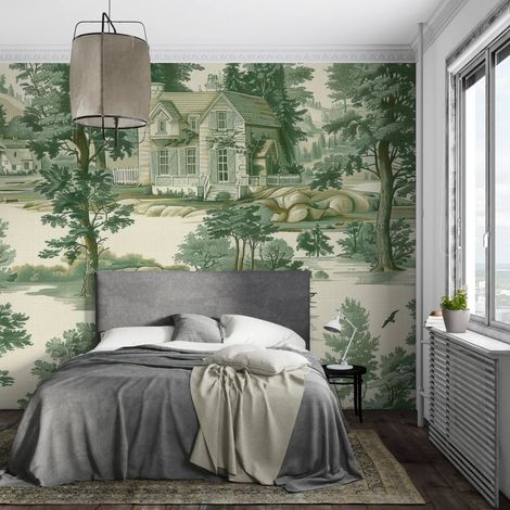 Papier Peint Paysage - Maison Champêtre Vintage - 150 x 250 cm (1/2)