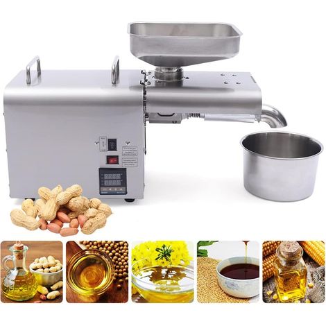 Senderpick – Presse à huile à froid en acier inoxydable – Pressage automatique à chaud et à froid – 0,75 kW – 7 kg/h – Pour arachides, soja, colza (1/5)