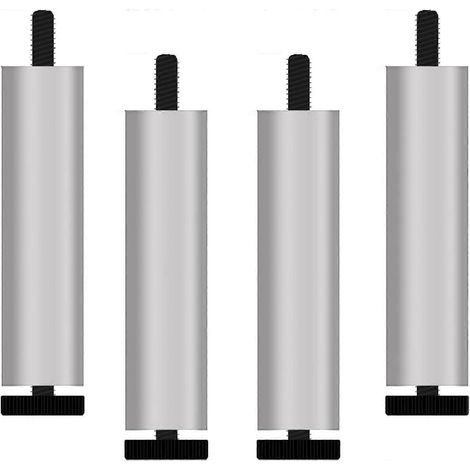 Stück Ersatz-Möbelbeine aus Metall, runde Tischbeine, verstellbare moderne Schrankfüße, Sofafüße aus Aluminiumlegierung (Schwarz 10 cm/3,9 Zoll – 8 cm/3,1 Zoll – Silber)