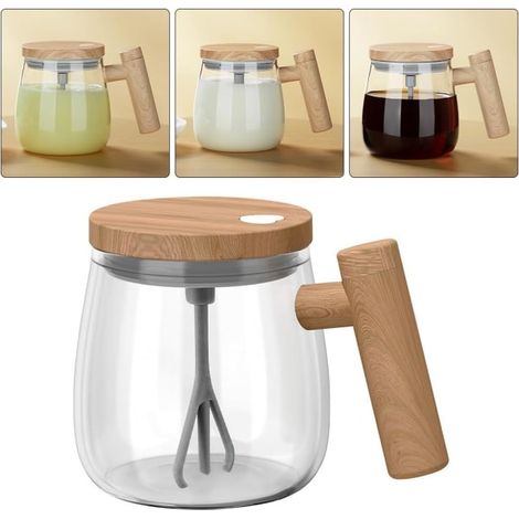 LYERCW - Mug mélangeur électrique 400 ml avec couvercle, en verre borosilicate haute résistance. (1/5)