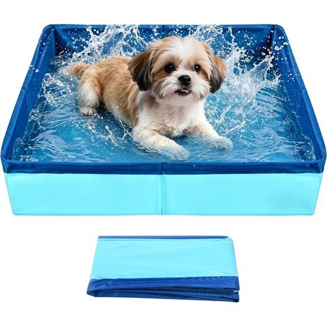 Piscina plegable pequeña para perros de 50x10 cm, piscina portátil para gatos, mini piscinas para mascotas de PVC antideslizante, piscinas pequeñas para perros para bañar y guardar (azul). (1/5)