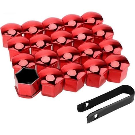 20 cache-écrous de roue pour voiture, protection antirouille, argentés, 17 mm Rouge 19 mm Rouge 19 mm-FY- Rouge 19 mm (en option) (1/4)