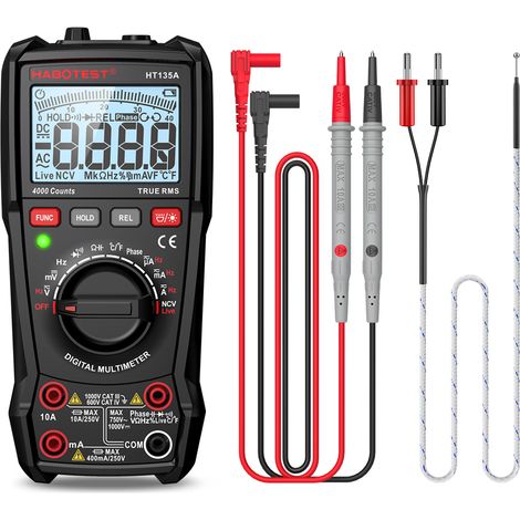Multimètre numérique multifonction HABOTEST HT135A, avec écran LCD couleur, éclairage par lampe torche et fonction d'arrêt automatique (1/5)