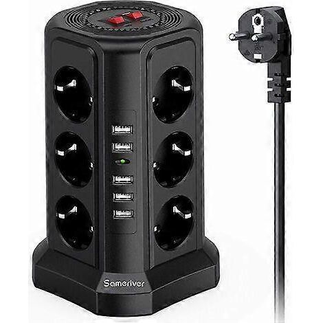 Multiprise tour avec connecteur Lightning, 12 prises et 5 ports USB (2500W/10A) (1/5)