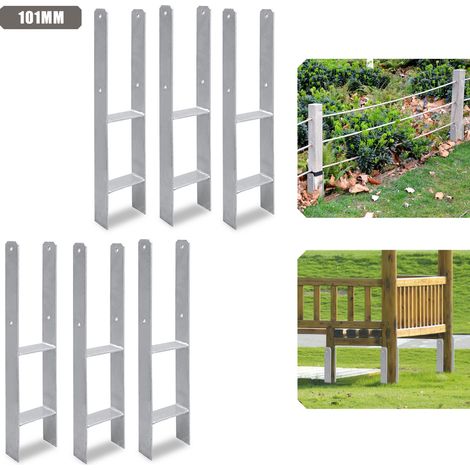 Jiubiaz Ancrage pour poteaux d'extérieur – très robuste, résistant aux intempéries et idéal pour les poteaux en bois dans le jardin - 101 mm 6x - H support de poteau (1/5)