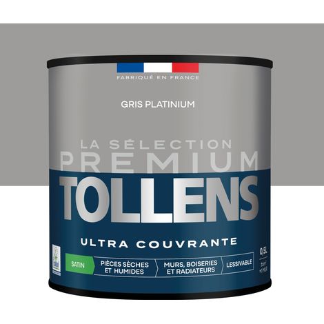 Tollens - Peinture intérieure couleurs - La Sélection Premium Satin - Ultra Couvrante - Gris Platinium 0,5 L - 6m²