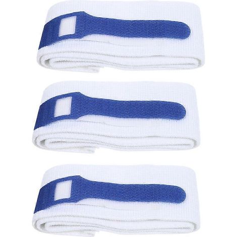 Lot de 3 sangles de fixation professionnelles pour cathéters, bandes de fixation réglables pour cathéters (blanc et bleu)-60.00X5.00X0.40CM-White  Blue