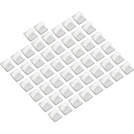 50 Stück/Set selbstklebende Kabelclips, weiß, für Kfz-Komponenten, für Kabel bis maximal 5 mm Breite.
