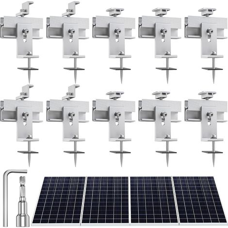 Montagehalterungsset für Solarmodule, 10-teiliges Solardach-Montageset für 1-4 Module, Halterung aus Aluminiumlegierung für Flachdachmontage (1/5)
