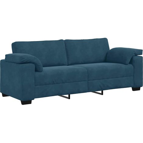 Divano a 3 Posti Sofa Blu 220x77x82 cm in Velluto (1/5)