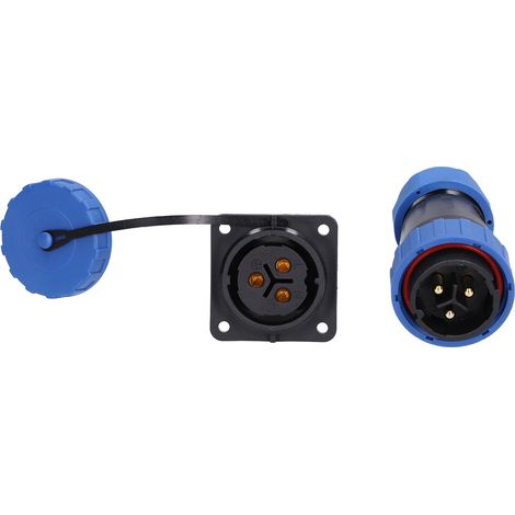 Connecteur étanche, carré à 4 trous, prise d'alimentation aéronautique IP68, 250 V 45 A, configuration de broches LP283 pour câbles. (1/5)