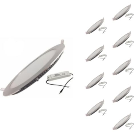 Downlight Dalle LED Extra Plate Ronde ALU 18W - Pack de 10 - Blanc Chaud 2300K - 3500K - SILAMP (1/5)