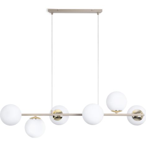 Lampada da soffitto Siena Cashmere a 6 luci con paralume bianco e bracci lunghi E14 (1/5)