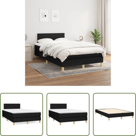 vidaXL Kopfteil -  Boxspringbett mit Matratze Schwarz 120x200 cm Stoff (1/5)