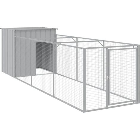 Cuccia per cani con cortile luminoso 110 x 405 x 110 cm grigio 020043491