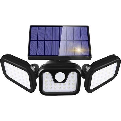 Lampes solaires d'extérieur avec détecteur de mouvement à induction humaine Tête réglable IP65 Étanche Lampe murale à énergie solaire (1/5)