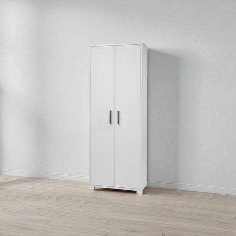 Scarpiera 2 ante grande in legno con ripiani 70x189h cm Bianco Frassino (1/4)