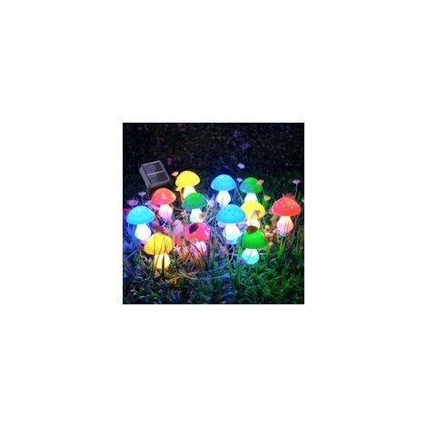 Guirlande Lumineuse Solaire Extérieure, 8 Modes de Guirlande Lumineuse Solaire Champignon de Noël à Énergie Solaire Décoration pour Jardin Patio Cour Paysage Pelouse Chemin Fête de Mariage [Classe éne