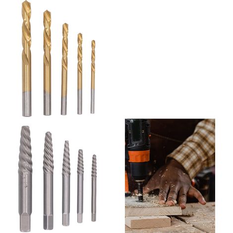 Set mit 10 Schraubenausdrehern für abgebrochene Schrauben (1/5)