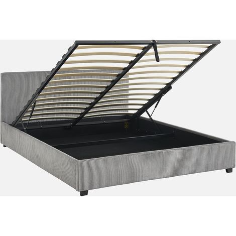 Cama con somier abatible y cabecero 160x200cm, acabado en pana fina