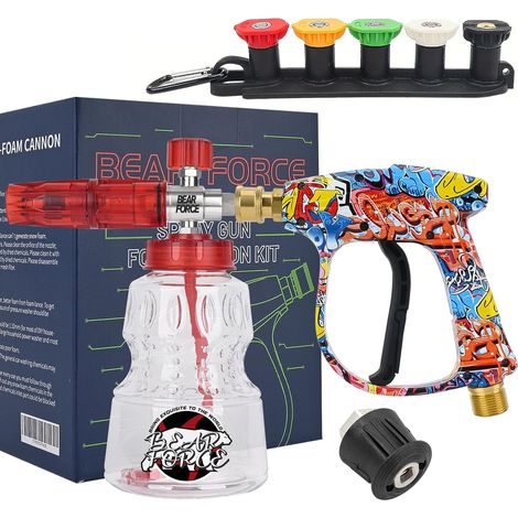 Pressure Washer Spray Gun M22-ID14mm and Quick Coupling 1/4" Snow Foam Lance 1L for K1 K2 K3 K4 K5 K6 K7 Car Wash Pressure Washers (1/5)