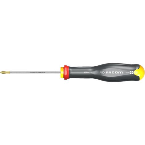 Facom – Tournevis plat Protwist PH0 400 mm – Pour vis cruciformes – Lame tri-coating pour résistance à la corrosion – Manche Soft Grip ergonomique - ATP0X75