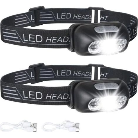 Lampe frontale étanche IPX6 - Lampe frontale LED ultra-légère et lumineuse de 160 lumens avec détecteur de mouvement - Lot d mununo (1/4)
