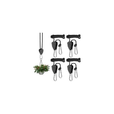 4 Pièces Corde à Cliquet avec Crochet,Sangle à Cliquet Corde 1/8 Pouce Corde de Crochet Réglable Sangle à Cliquet Tendeur à Cliquet pour Corde, Lampes,Les Pots de Jardinage Chaque Paire Porte 68 Kg (1/5)